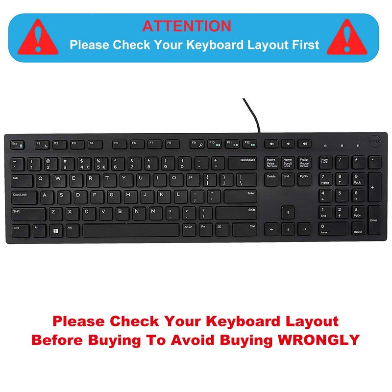 MUBUY-GOL Keyboard Cover Skin for Dell KM636 KB216 KB216t KB216d KB216p Wired & Wireless Keyboard, Dell Optiplex 5250 3050 3240 5460 7450 7050, Dell Inspiron Desktop 24" 27" 5400 5490 7700 7790 3475 3670 3477 - Image 2